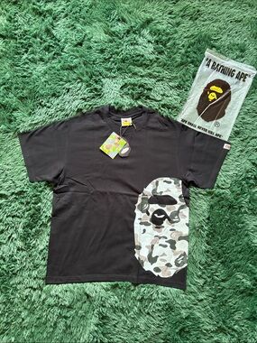 A Bathing Ape T Shirt With Grey Camo Ape Head